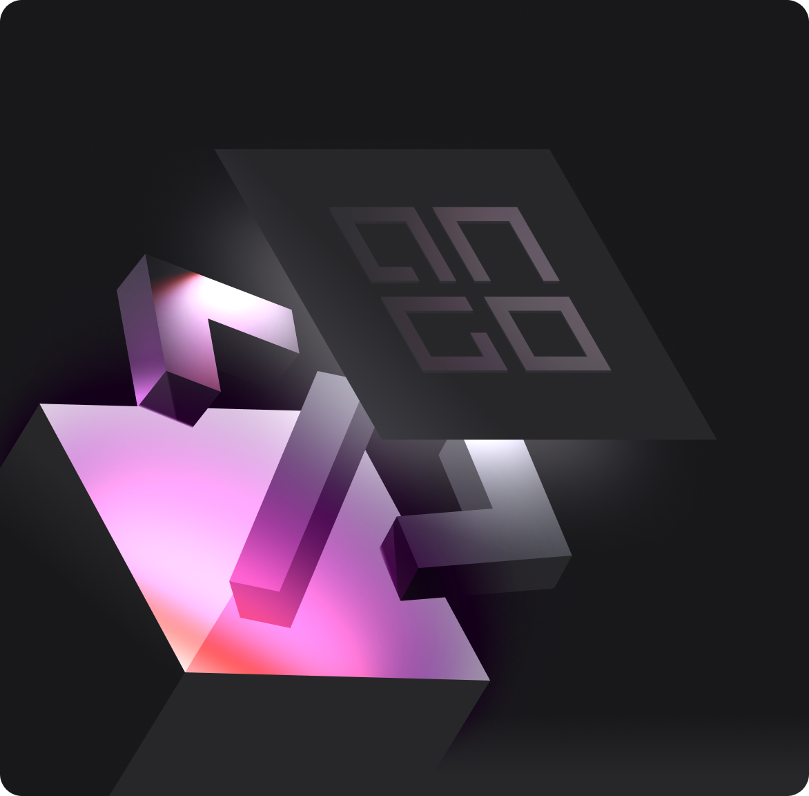 Abstract purple 3D shapes illustration